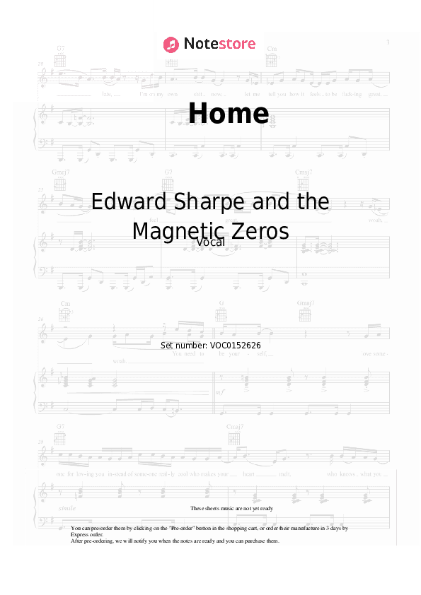 Home - Edward Sharpe and the Magnetic Zeros Vocal Sheet Music - Vocal