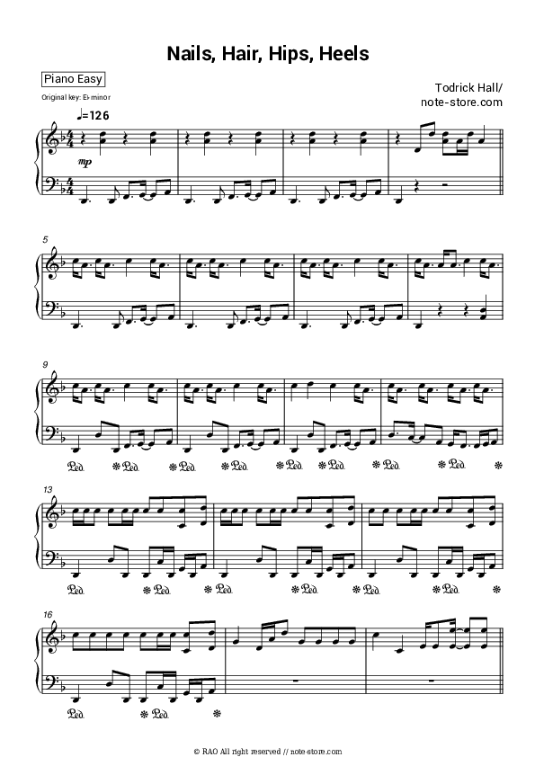 Nails, Hair, Hips, Heels - Todrick Hall Piano Sheet Music Easy - Piano.Easy