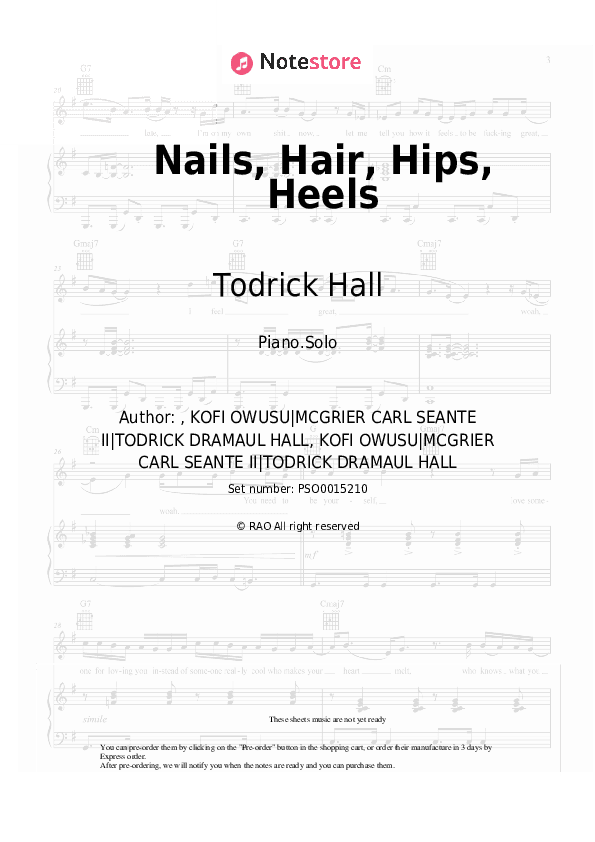 Nails, Hair, Hips, Heels - Todrick Hall Piano Sheet Music - Piano.Solo