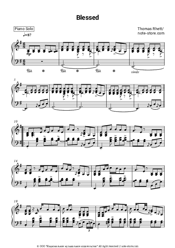 Blessed - Thomas Rhett Piano Sheet Music - Piano.Solo