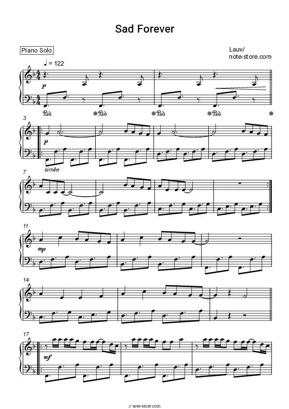 Sad Forever - Lauv Piano Sheet Music - Piano.Solo