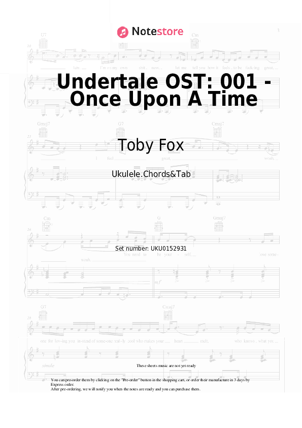 Undertale OST: 001 - Once Upon A Time - Toby Fox Ukulele Sheet Music - Ukulele.Chords&Tab
