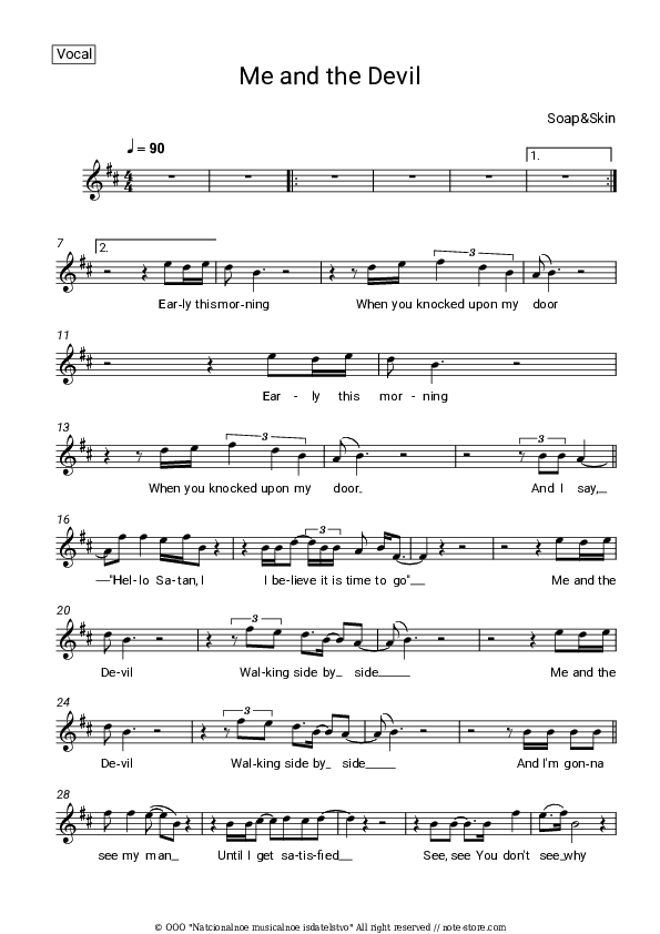 Me And The Devil - Soap&Skin Vocal Sheet Music - Vocal