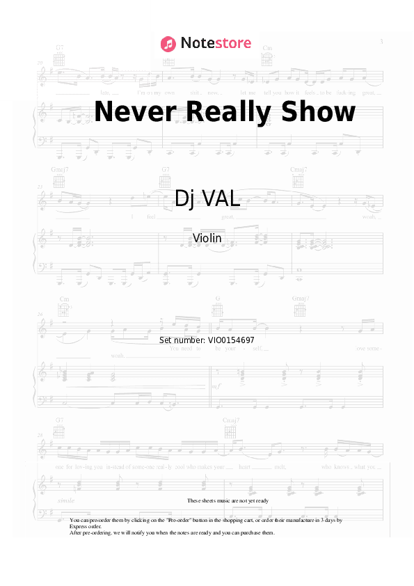 Never Really Show - Dj VAL Violin Sheet Music - Violin