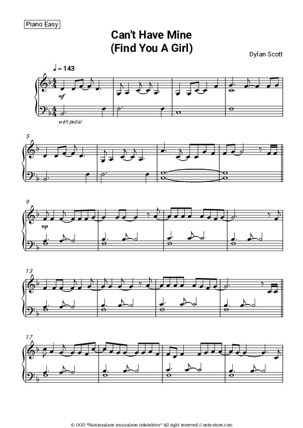 Can’t Have Mine (Find You A Girl) - Dylan Scott Piano Sheet Music Easy - Piano.Easy