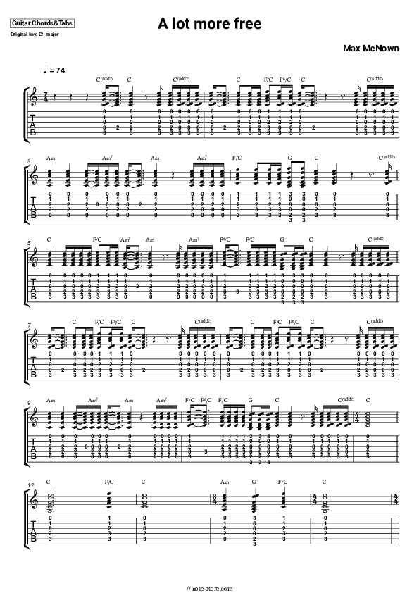 A Lot More Free - Max McNown Chords - Guitar.Chords