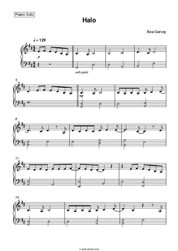 Halo - Rea Garvey Piano Sheet Music - Piano.Solo