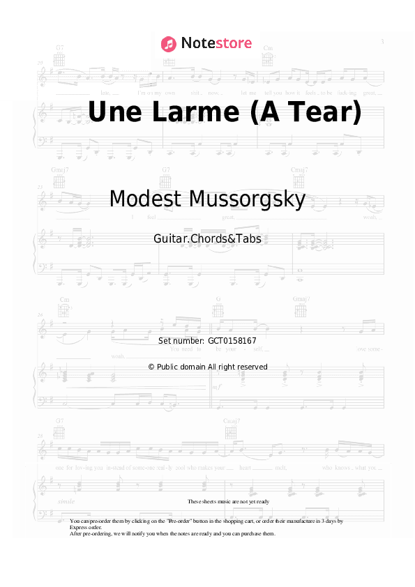 Une Larme (A Tear) - Modest Mussorgsky Chords and Tabs - Guitar.Chords&Tabs