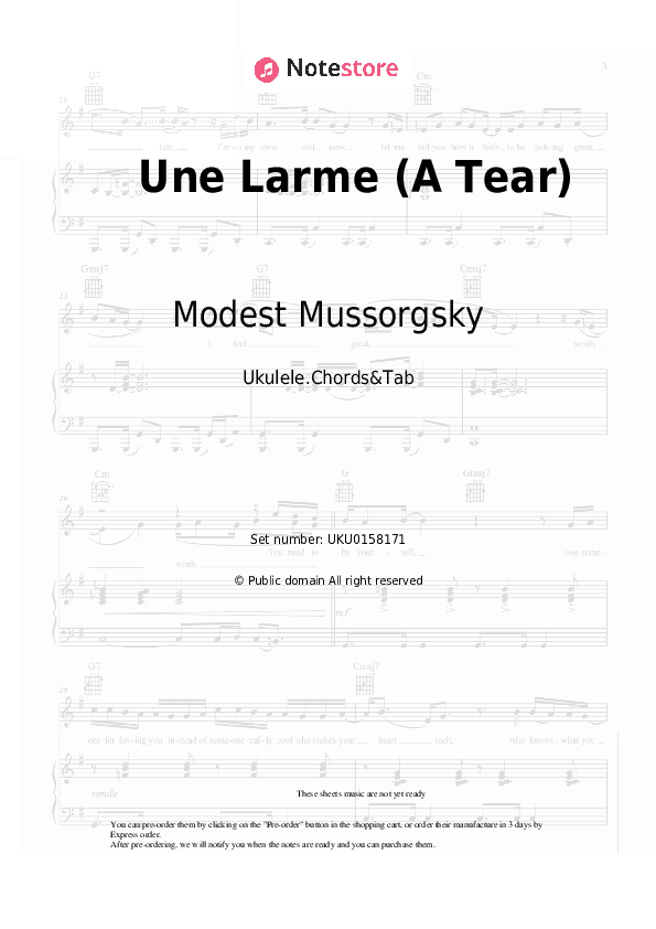 Une Larme (A Tear) - Modest Mussorgsky Ukulele Sheet Music - Ukulele.Chords&Tab