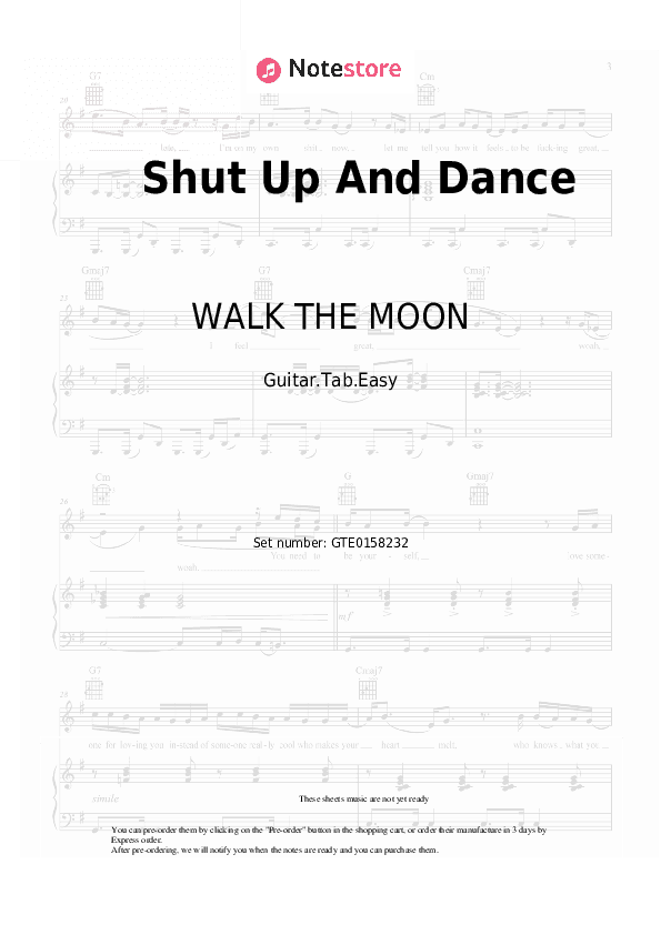 Shut Up And Dance - WALK THE MOON Tabs Easy - Guitar.Tab.Easy