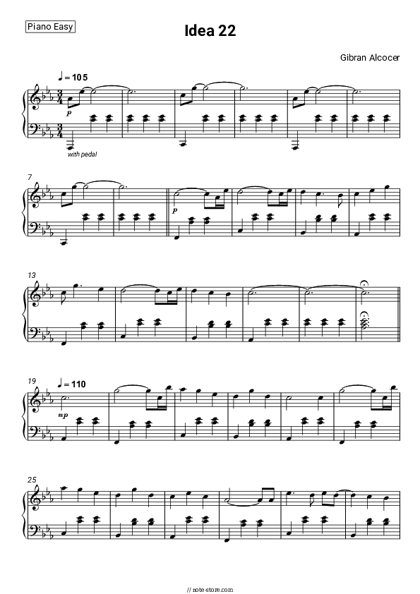 Idea 22 - Gibran Alcocer Piano Sheet Music Easy - Piano.Easy