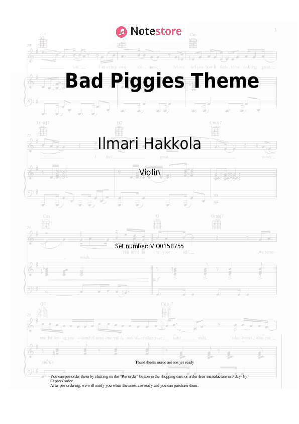 Bad Piggies Theme - Ilmari Hakkola Violin Sheet Music - Violin