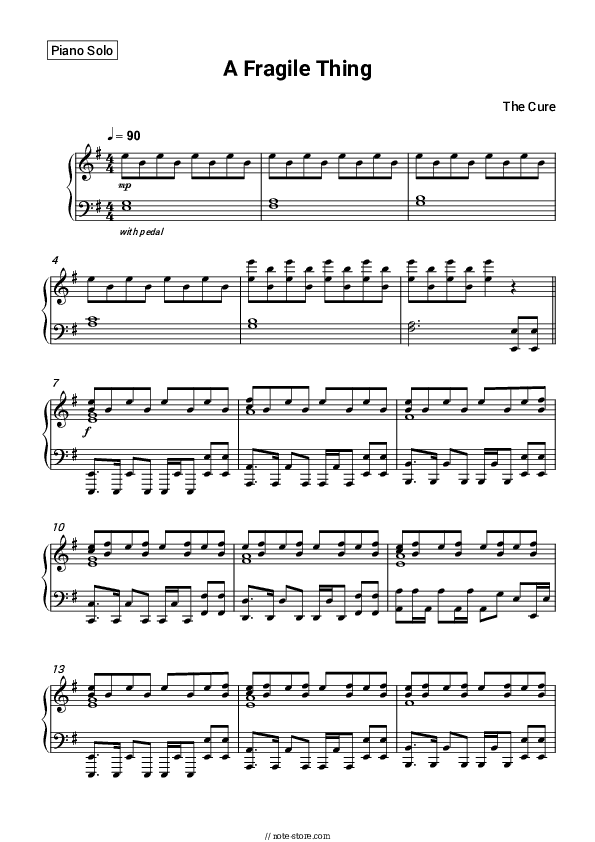 A Fragile Thing - The Cure Piano Sheet Music - Piano.Solo