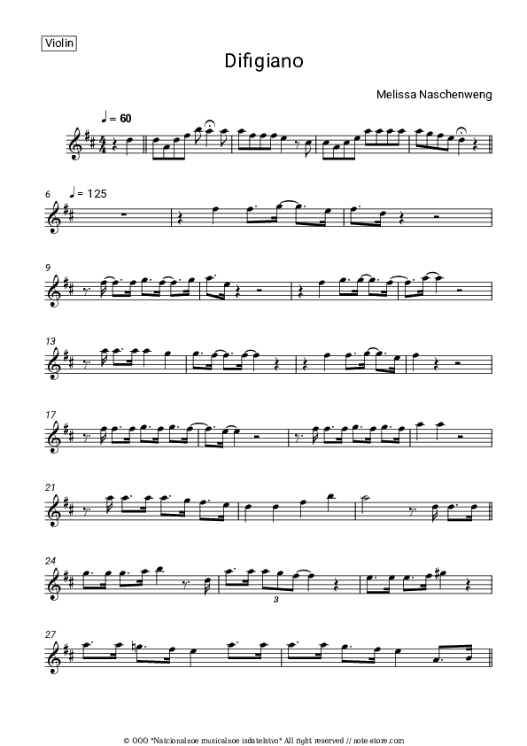 Difigiano - Melissa Naschenweng Violin Sheet Music - Violin