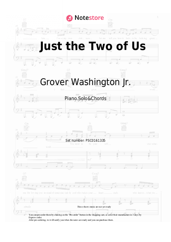 Just the Two of Us - Grover Washington Jr., Bill Withers Piano Sheet Music and Chords - Piano.Solo&Chords