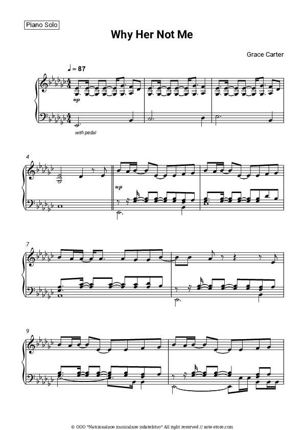 Why Her Not Me - Grace Carter Piano Sheet Music - Piano.Solo