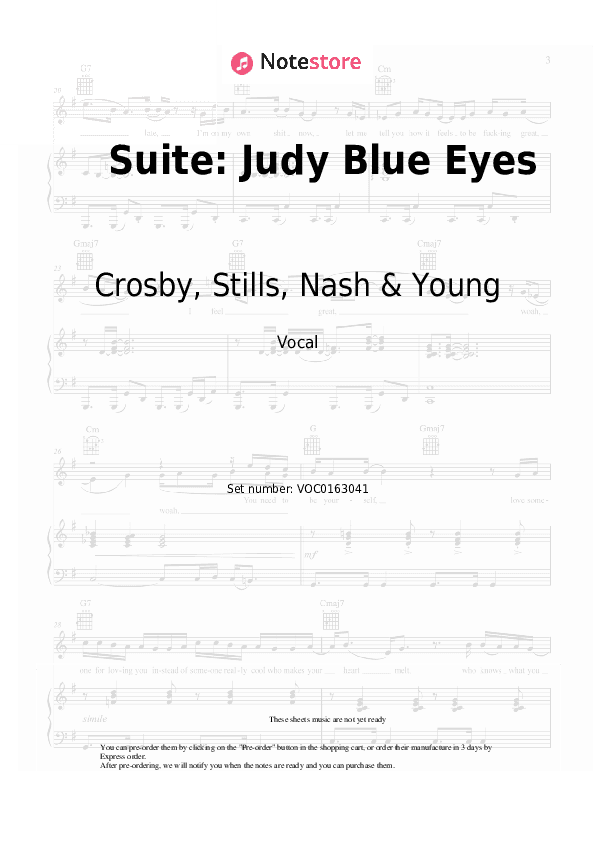 Suite: Judy Blue Eyes - Crosby, Stills & Nash Vocal Sheet Music - Vocal