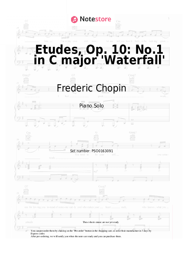Etudes, Op. 10: No.1 in C major 'Waterfall' - Frederic Chopin Piano Sheet Music - Piano.Solo