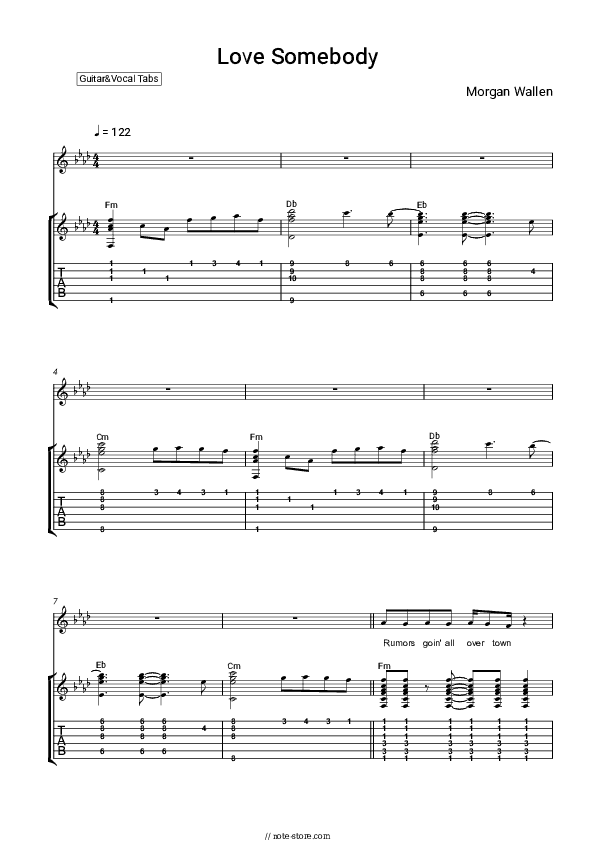Love Somebody - Morgan Wallen Chords and Voice - Guitar&Vocal.Tab