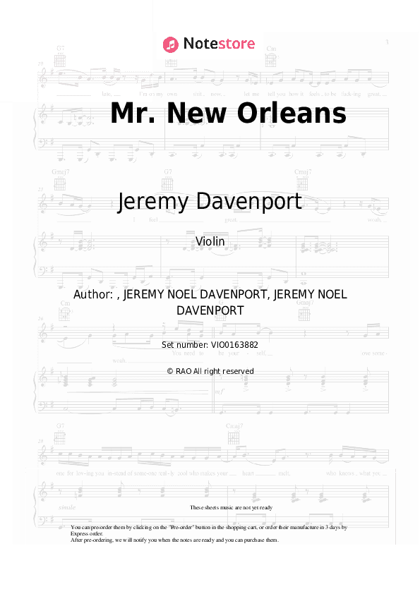 Mr. New Orleans - Jeremy Davenport, Kermit Ruffins Violin Sheet Music - Violin