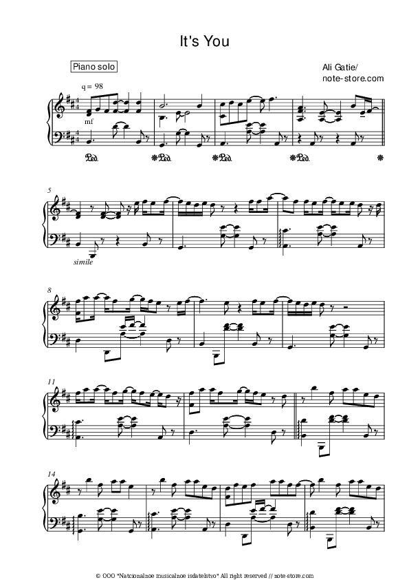 It's You - Ali Gatie Piano Sheet Music - Piano.Solo