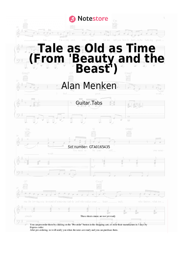 Tale as Old as Time (From 'Beauty and the Beast') - Alan Menken, Angela Lansbury Tabs - Guitar.Tabs
