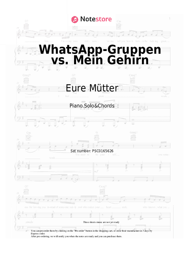 WhatsApp-Gruppen vs. Mein Gehirn - Eure Mütter Piano Sheet Music and Chords - Piano.Solo&Chords