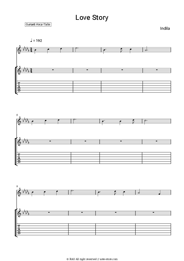 Love Story - Indila Chords and Voice - Guitar&Vocal.Tab