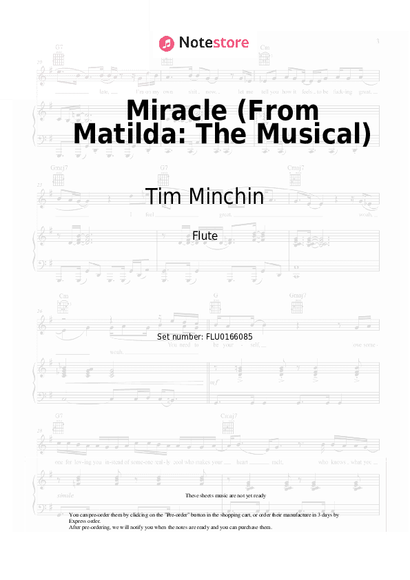Miracle (From Matilda: The Musical) - Tim Minchin Flute Sheet Music - Flute