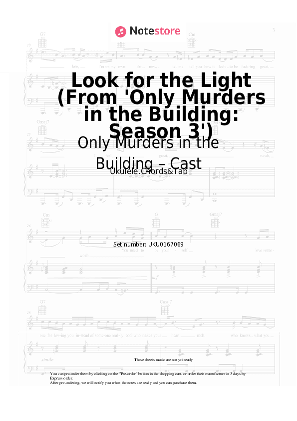 Look for the Light (From 'Only Murders in the Building: Season 3') - Only Murders in the Building β Cast Ukulele Sheet Music - Ukulele.Chords&Tab