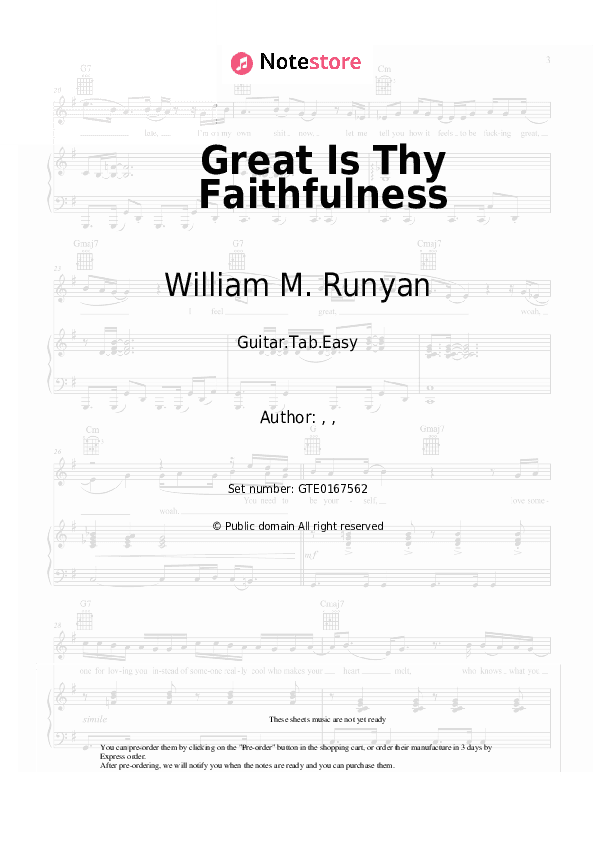 Great Is Thy Faithfulness - William M. Runyan Tabs Easy - Guitar.Tab.Easy