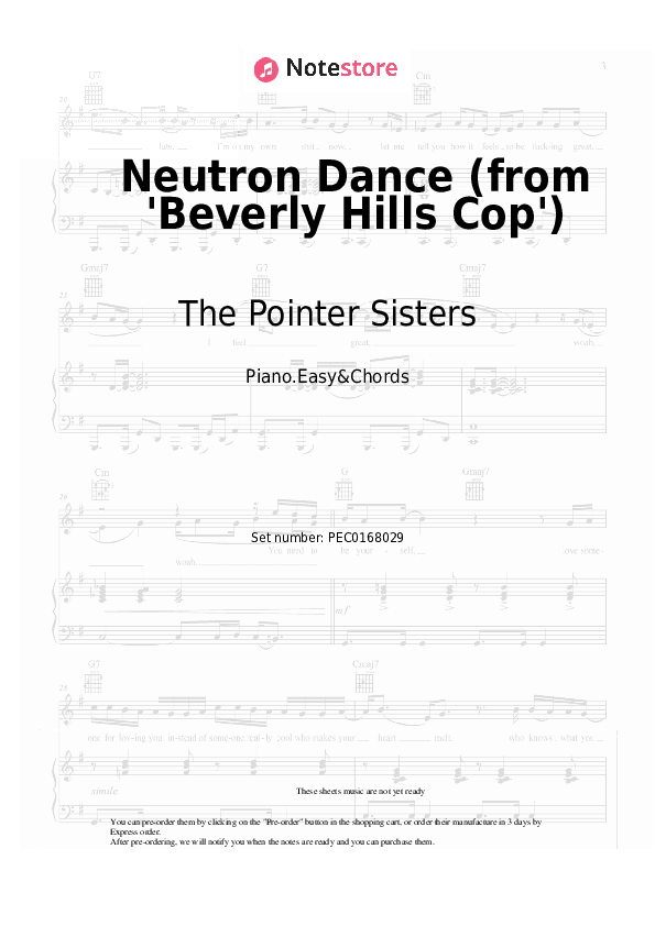 Neutron Dance (from 'Beverly Hills Cop')	 - The Pointer Sisters Sheet Music Easy and Chords - Piano.Easy&Chords