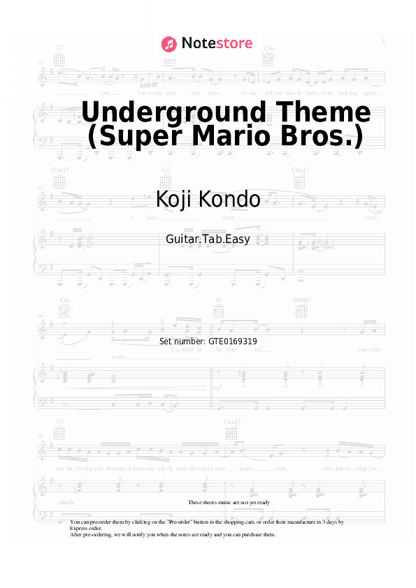 Underground Theme (Super Mario Bros.) - Koji Kondo Tabs Easy - Guitar.Tab.Easy