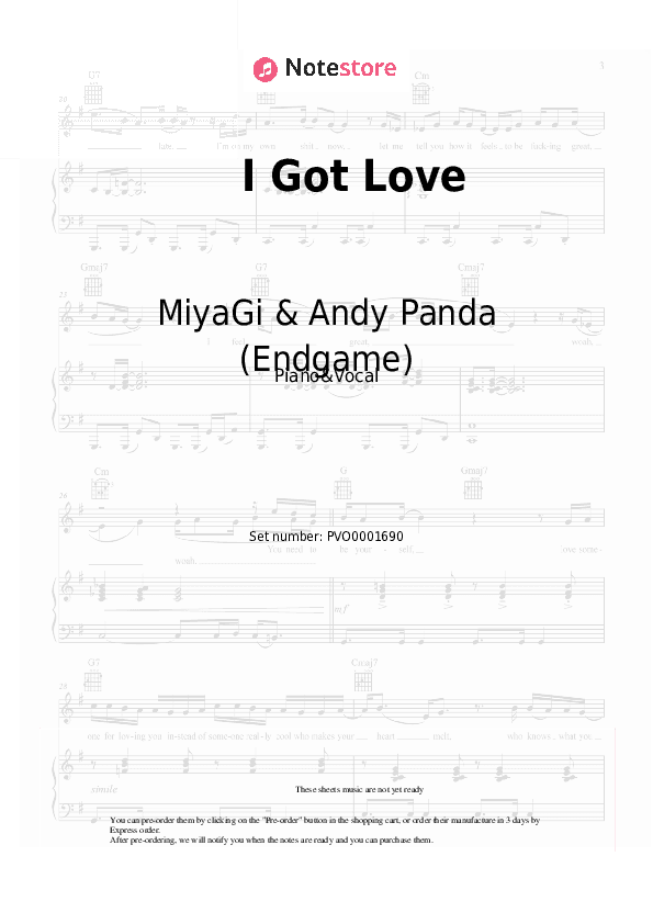 I Got Love - MiyaGi & Andy Panda (Endgame), Rem Digga Piano Sheet Music with the Voice part - Piano&Vocal