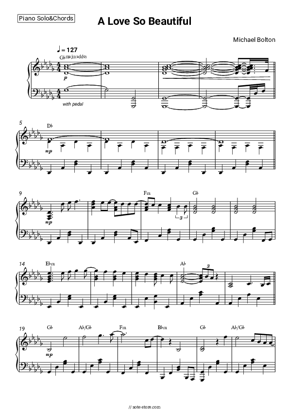 A Love So Beautiful - Michael Bolton Piano Sheet Music and Chords - Piano.Solo&Chords