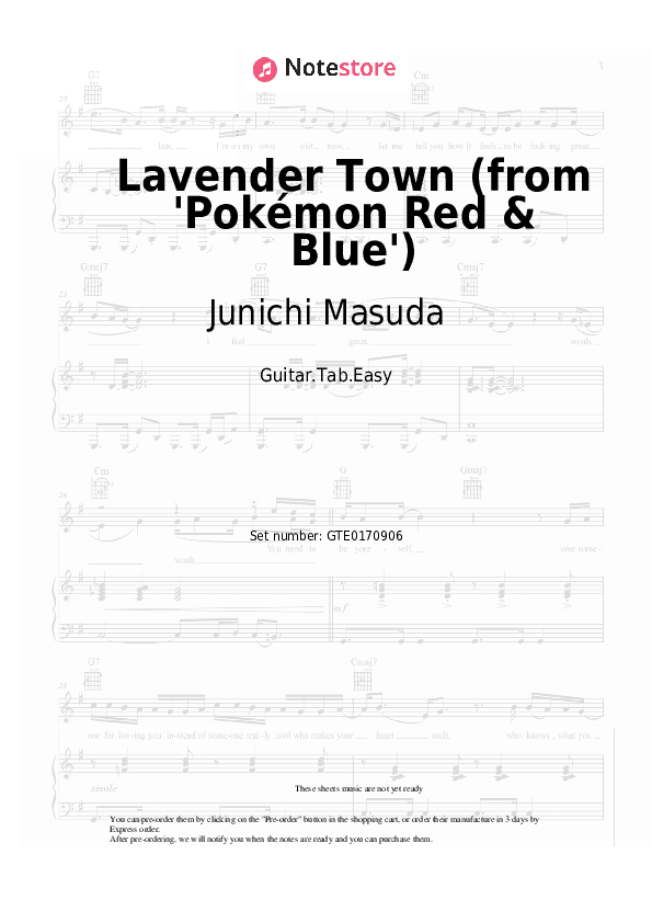 Lavender Town (from 'Pokémon Red & Blue') - Junichi Masuda Tabs Easy - Guitar.Tab.Easy