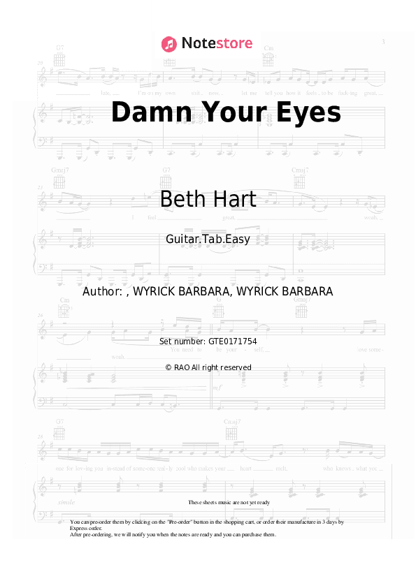 Damn Your Eyes - Beth Hart, Joe Bonamassa Tabs Easy - Guitar.Tab.Easy