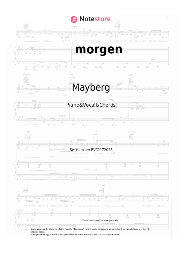 morgen - Mayberg Piano Sheet Music with the Vocal and Chords - Piano&Vocal&Chords