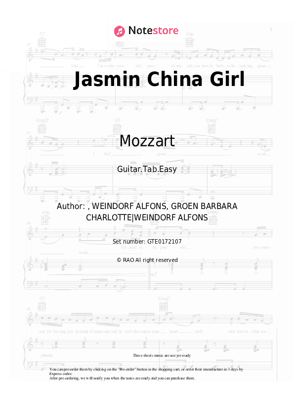 Jasmin China Girl - Mozzart Tabs Easy - Guitar.Tab.Easy