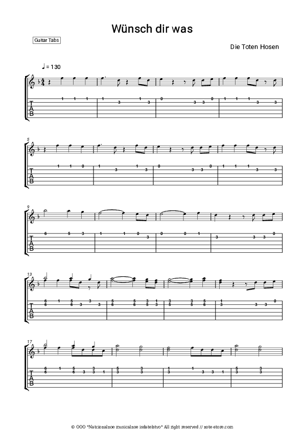 Wünsch dir was - Die Toten Hosen Tabs - Guitar.Tabs