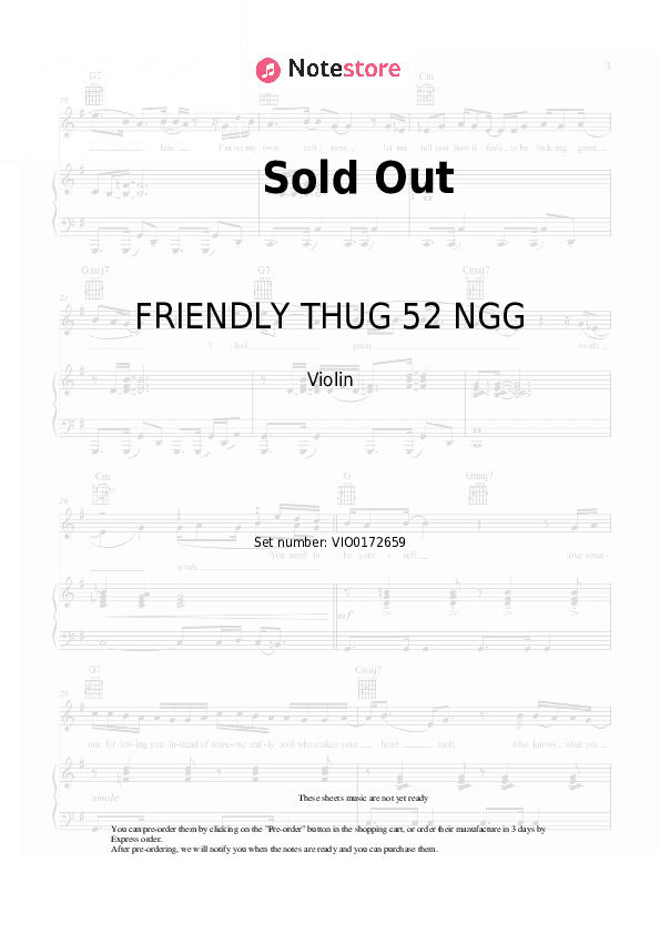 Sold Out - FRIENDLY THUG 52 NGG, Kizaru Violin Sheet Music - Violin