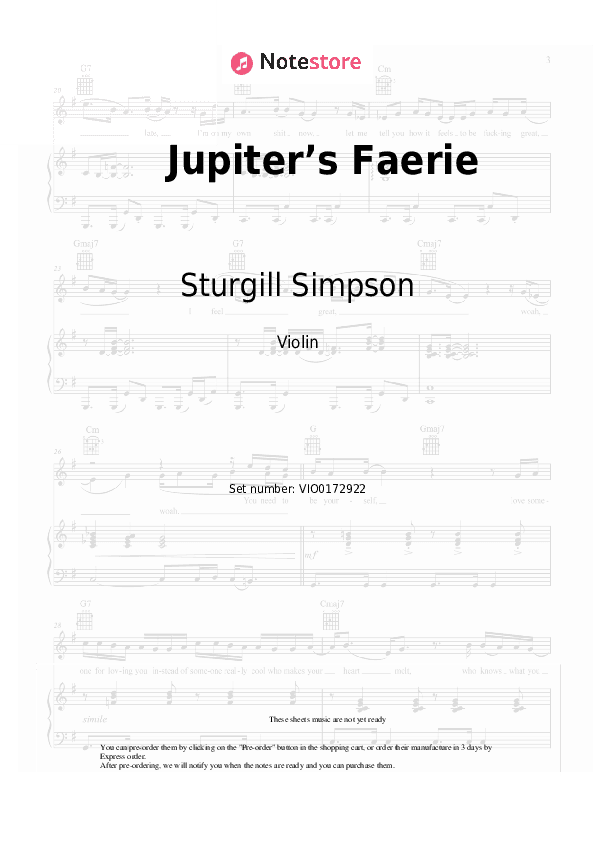 Jupiter’s Faerie - Sturgill Simpson Violin Sheet Music - Violin