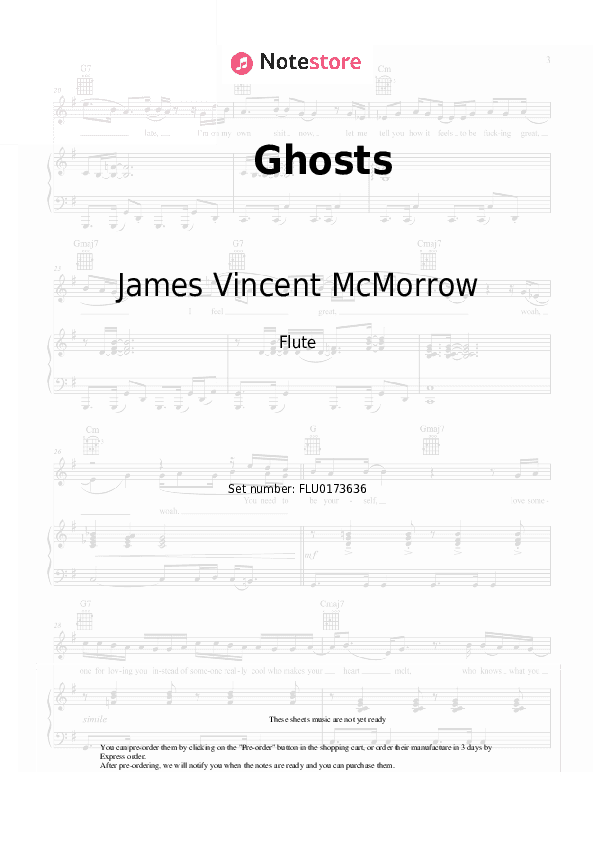 Ghosts - James Vincent McMorrow Flute Sheet Music - Flute