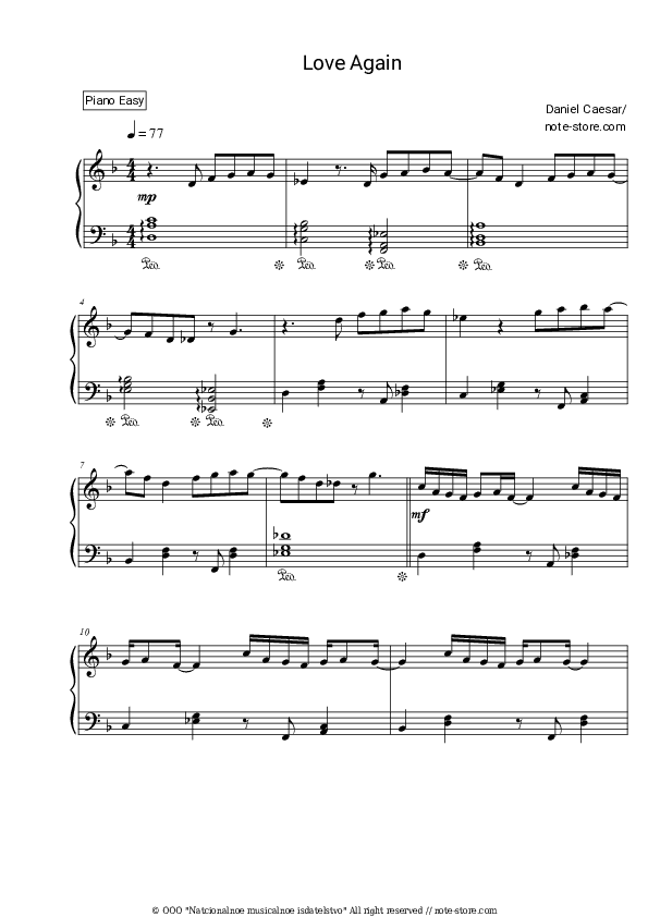 Love Again - Daniel Caesar, Brandy Piano Sheet Music Easy - Piano.Easy