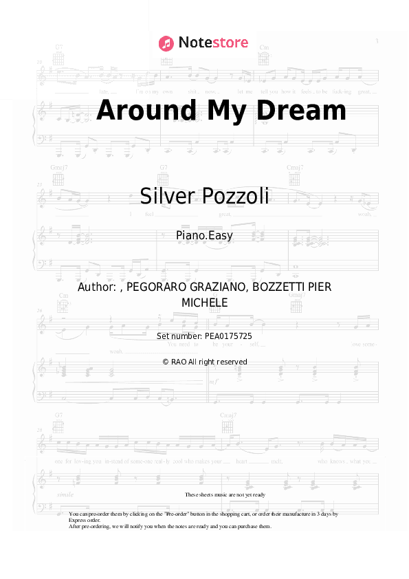 Around My Dream - Silver Pozzoli Piano Sheet Music Easy - Piano.Easy