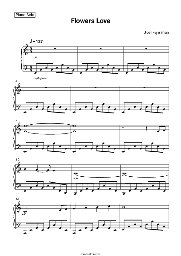 Flowers Love - Jöel Fajerman Piano Sheet Music - Piano.Solo