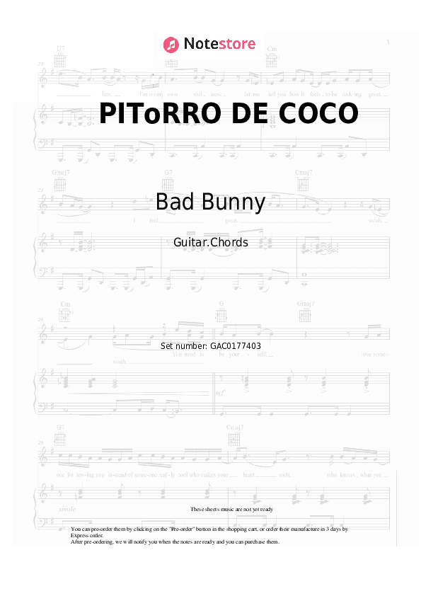 PIToRRO DE COCO - Bad Bunny Chords - Guitar.Chords