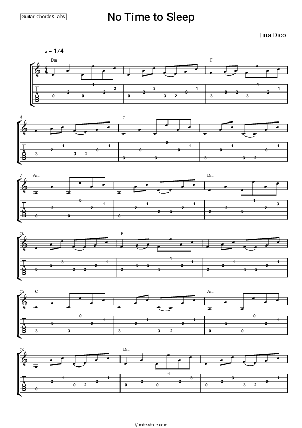 No Time to Sleep - Tina Dico Chords and Tabs - Guitar.Chords&Tabs