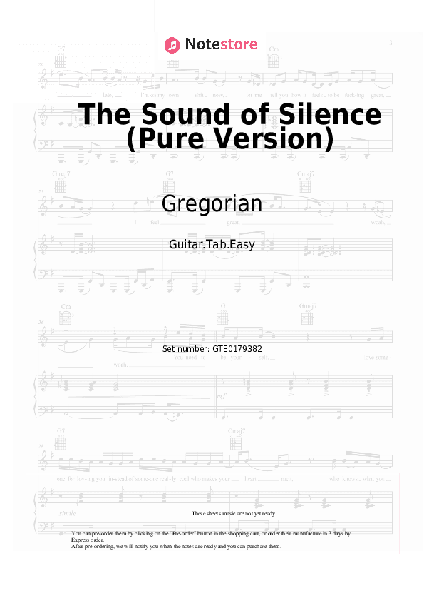 The Sound of Silence (Pure Version) - Gregorian Tabs Easy - Guitar.Tab.Easy