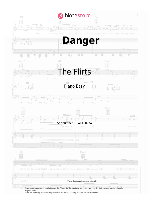 Danger - The Flirts Piano Sheet Music Easy - Piano.Easy